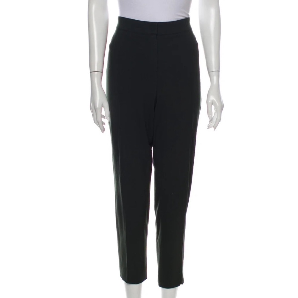 Akris Punto high waisted Straight Leg knit Pants dark green flat front